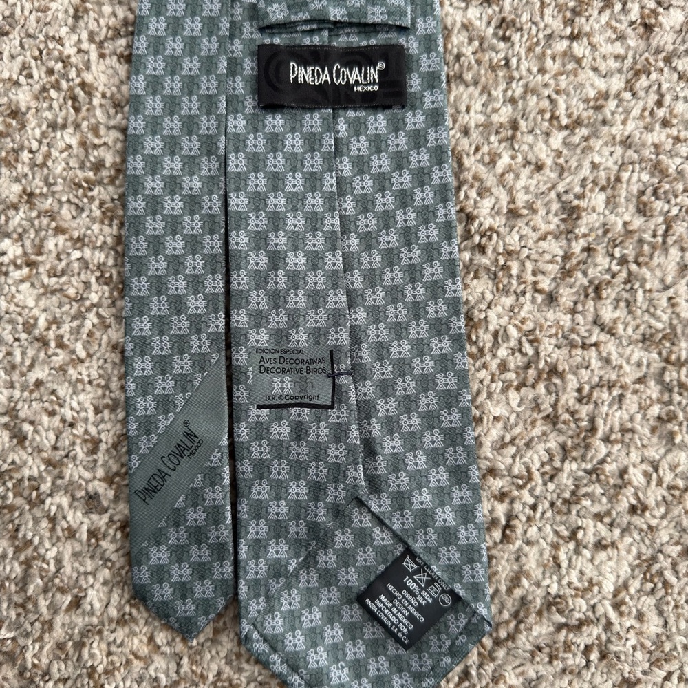 Pineda Covalin Green Patterned Silk Tie
